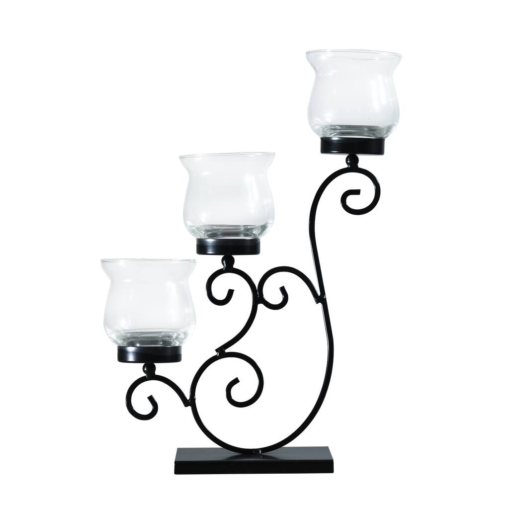 Adeco Metal Stand with Glass Candle Holder