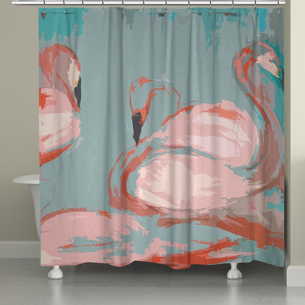 Shop Laural Home Pink Flamingos Shower Curtain (71-inch x ...