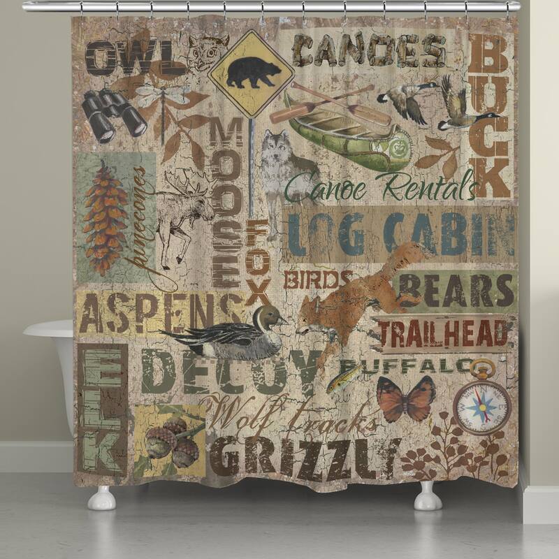 Laural Home Rustic Lodge Words Shower Curtain (71-inch x 74-inch)