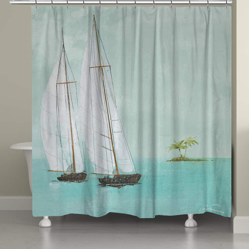 Laural Home Tropical Sailing Shower Curtain (71-inch x 74-inch)