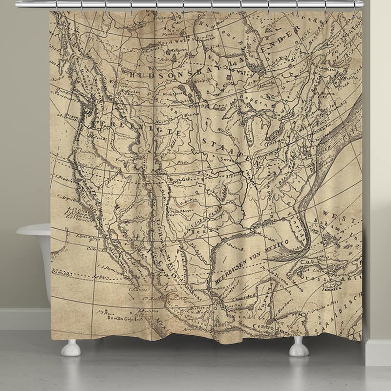 Laural Home US Line Map Shower Curtain (71-inch x 74-inch)
