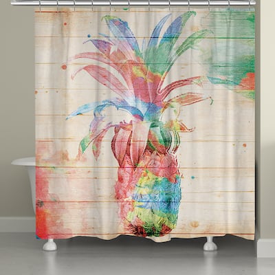Laural Home Watercolor Pineapple Shower Curtain (71-inch x 74-inch)