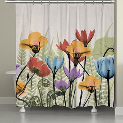 Laural Home X-Ray Flowers Shower Curtain (71-inch x 74-inch)