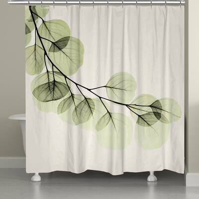 Laural Home Green X-Ray of Eucalyptus Leaves Shower Curtain 71x72
