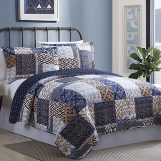 Laura Cotton Printed Reversible 3-piece Quilt Set
