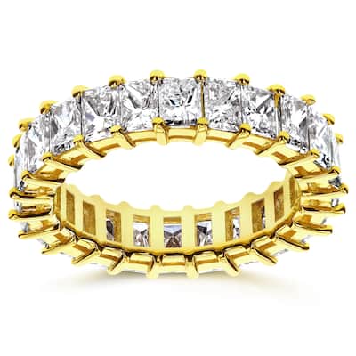 Annello by Kobelli 14k Yellow Gold 3 7/8ct TDW Diamond Princess Baguette Eternity Band - Size 4.5