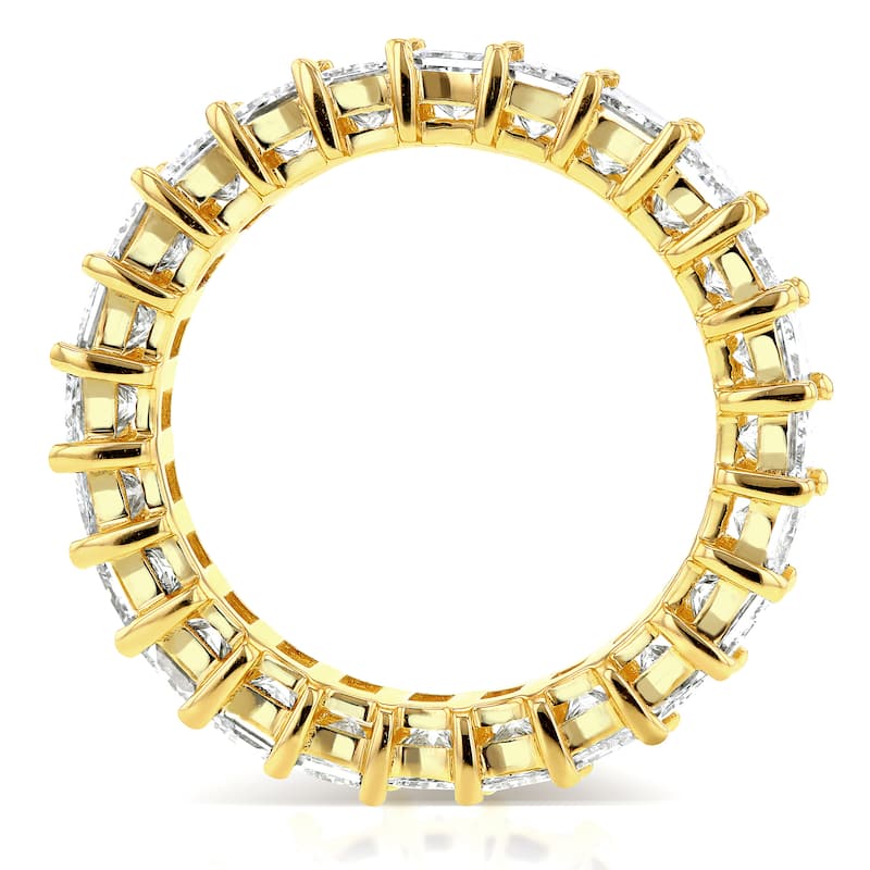 Annello by Kobelli 14k Yellow Gold 3 7/8ct TDW Diamond Princess Baguette Eternity Band - Size 4.5
