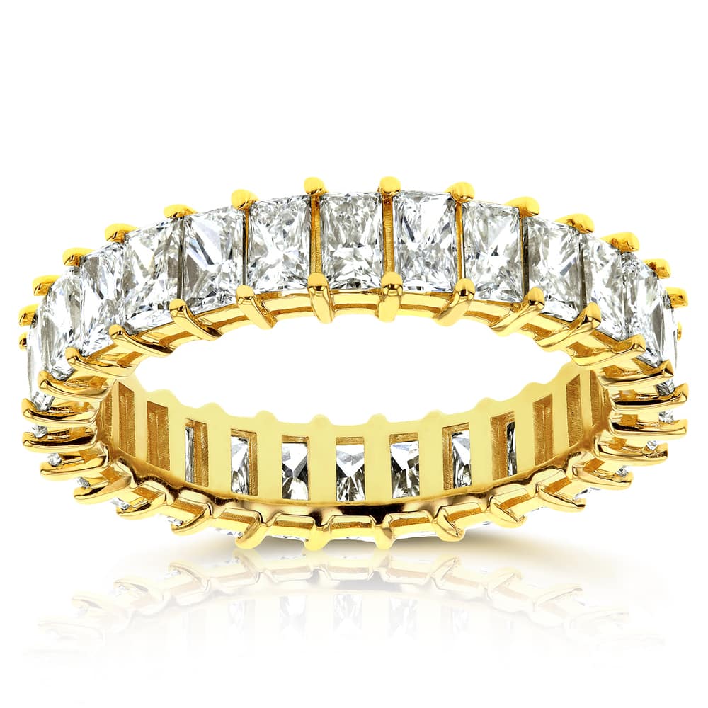 Kobelli 4.88 Carats Natural Diamond Solid 14k Yellow Gold Princess Baguette Eternity Band - Size 8.5
