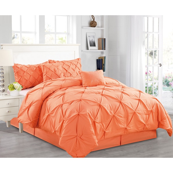 Fashion Street Arrora Pintuck 6 piece Comforter Set  