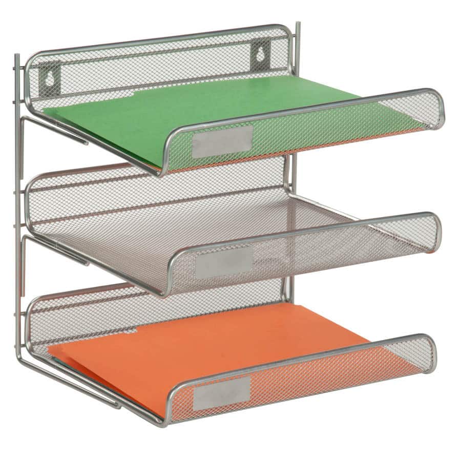 Honey-Can-Do 3-tier desk organizer, silver