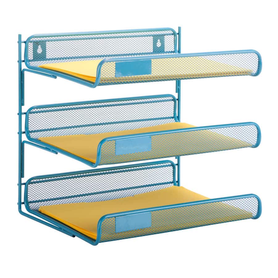 Honey-Can-Do 3-tier desk organizer, blue