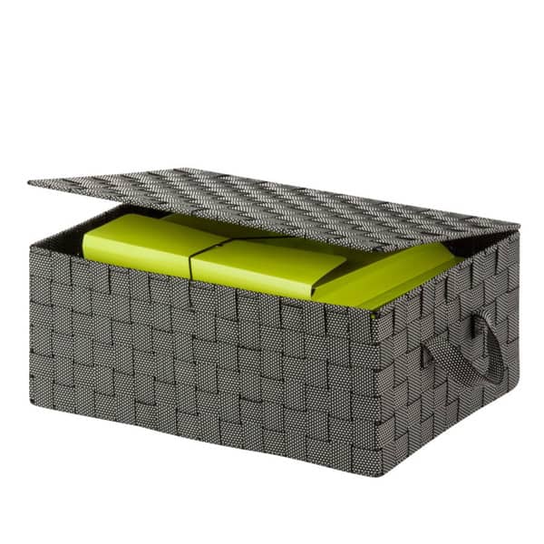 HoneyCanDo hinged lid woven storage box, salt & pepper Overstock 10675875