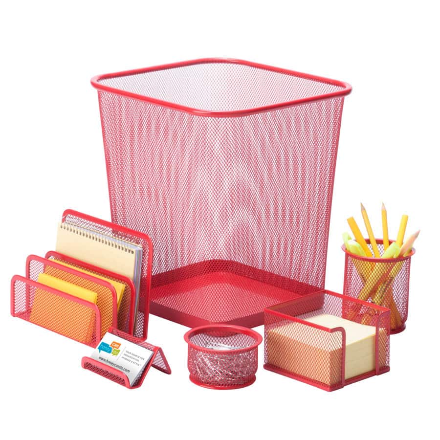 Honey Can Do 6pc steel mesh , reddesk set