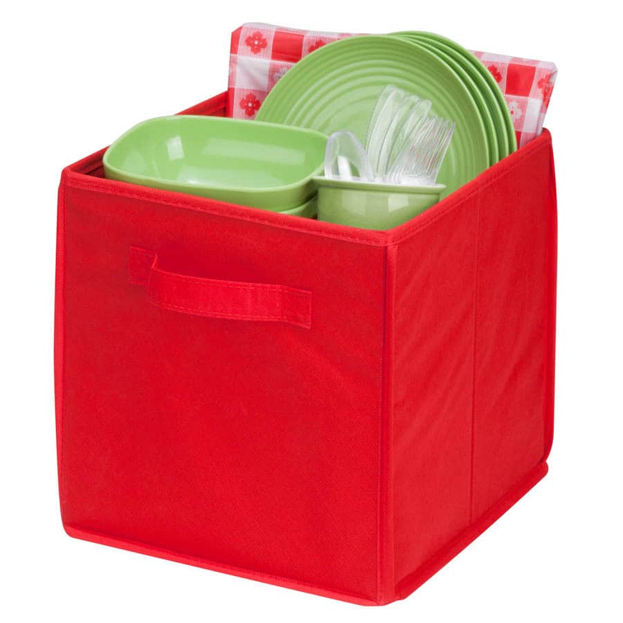 Honey-Can-Do 4-pack non-woven foldable cube- red