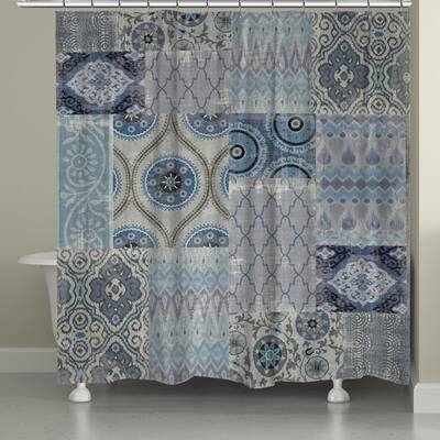 Laural Home Blue Patchwork Shower Curtain (71-inch x 74-inch)