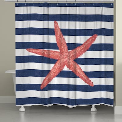 Laural Home Coral Starfish Shower Curtain (71-inch x 74-inch)