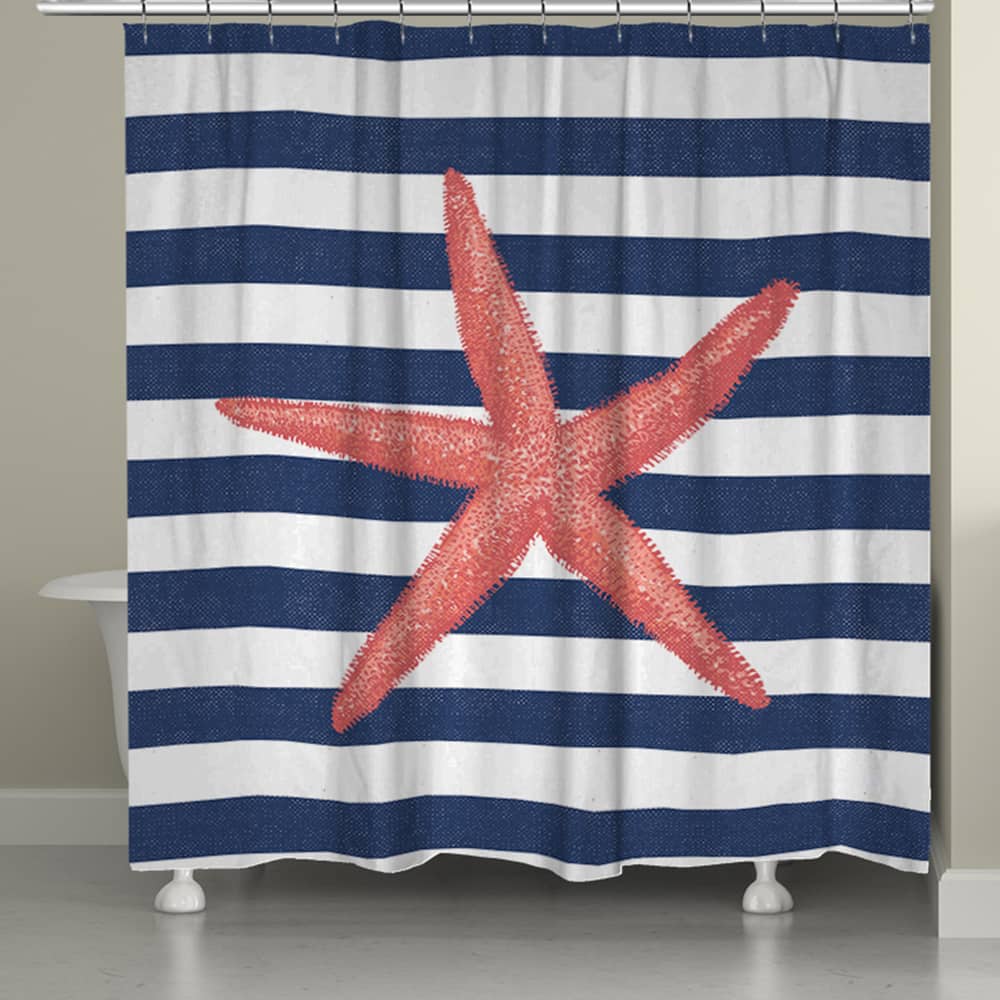 Laural Home Coral Starfish Shower Curtain (71-inch x 74-inch)