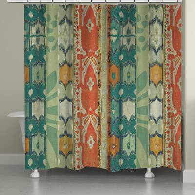 Laural Home Green Ikat Shower Curtain (71-inch x 74-inch)