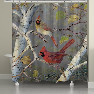 Laural Home Birch Tree Cardinals Shower Curtain (71-inch x 74-inch)