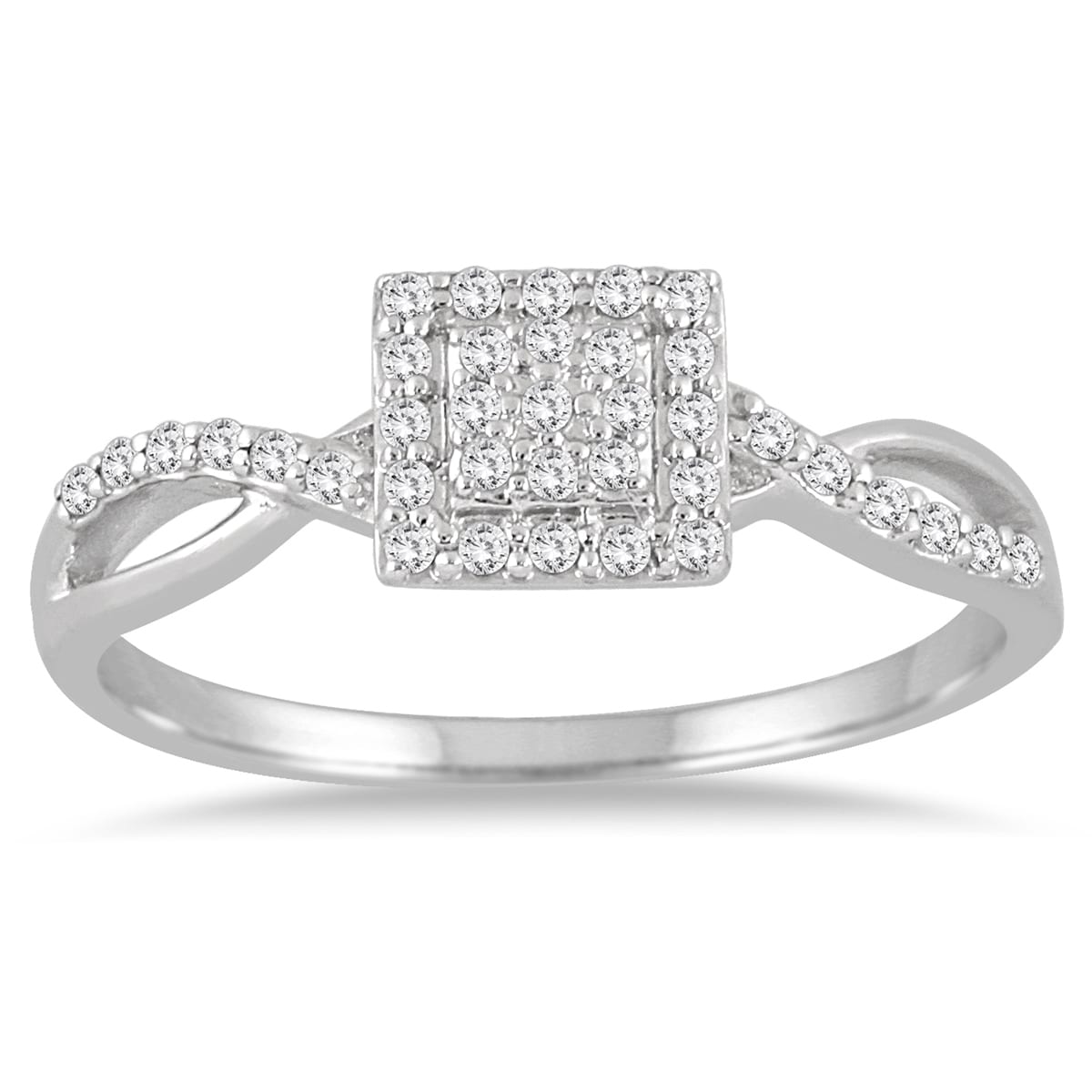 10k White Gold Diamond Cluster Twist Engagement Ring Wedding Anniversary 1//5 ct