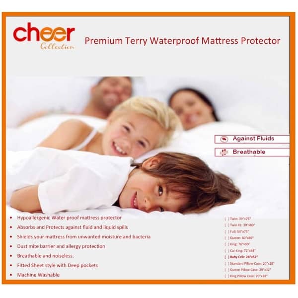 slide 2 of 3, Cheer Collection Terry Cotton Water Proof Mattress Protector - Baby Crib