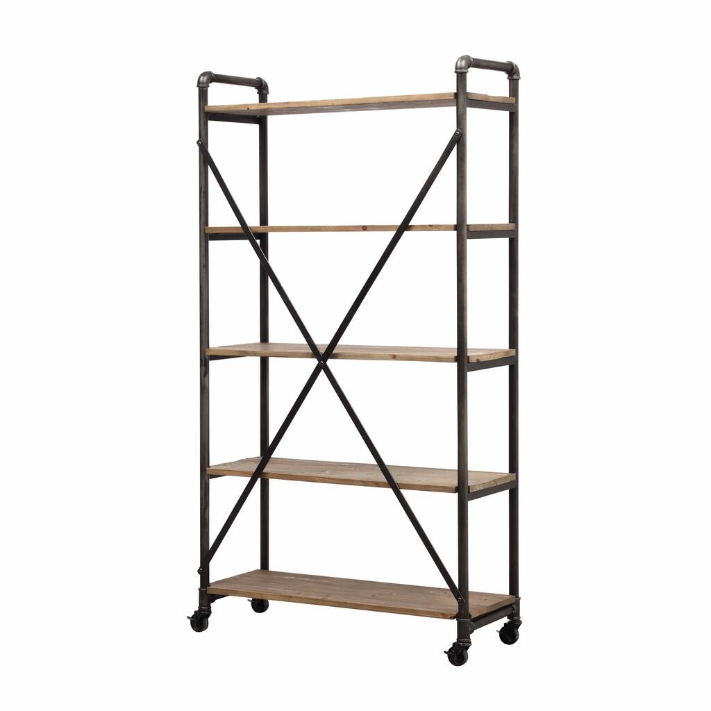 Handy Living Ludlow Reclaimed Wood and Metal 5 Shelf Wall Unit