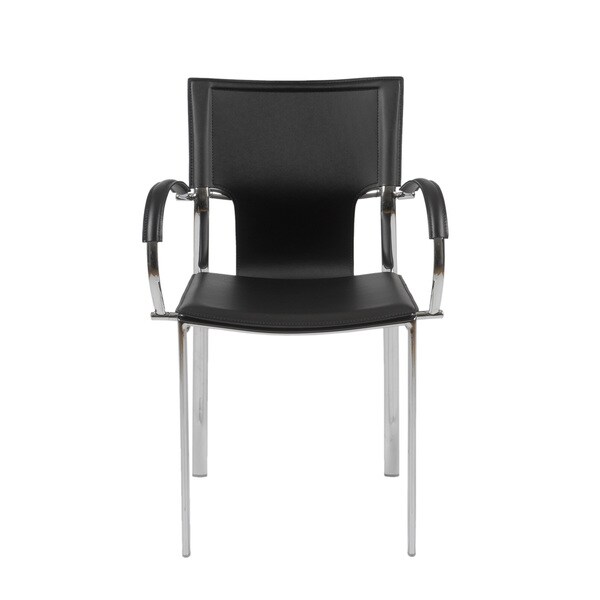 shop vinnie black leather chrome arm chairs set of 2 free