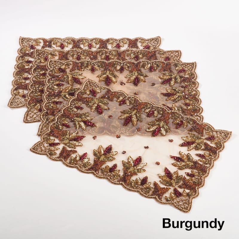 Hand Beaded Design Placemat (Set of 4) - Burgundy