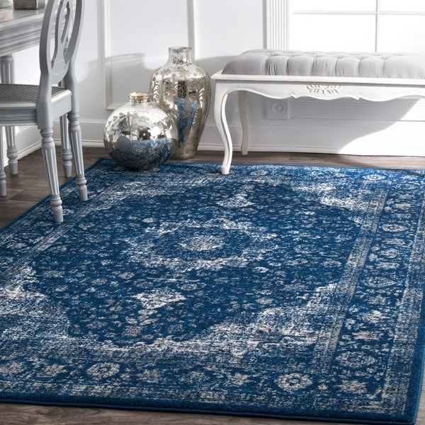 Maison Rouge Khalil Traditional Persian Vintage Dark Blue Area Rug - 8' x 10'
