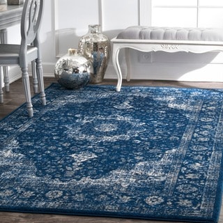 The Curated Nomad Jacaranda Traditional Persian Vintage Dark Blue Rug - 9' x 12'