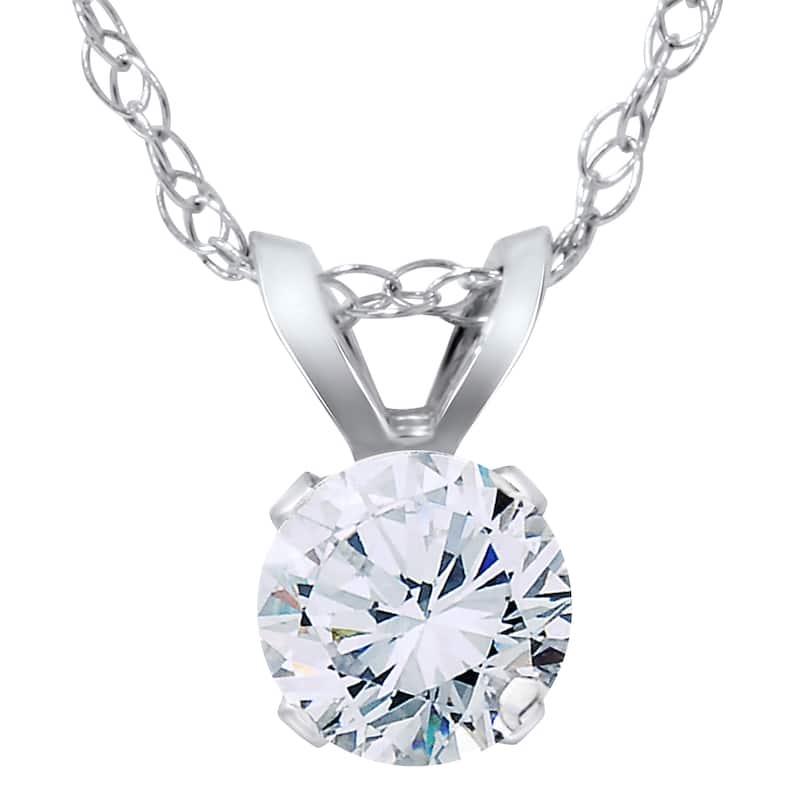 Pompeii3 14k White Gold 1/ 2ct TDW Diamond Round Solitaire Pendant Necklace