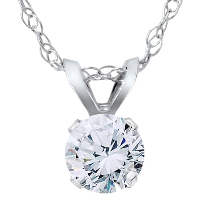 Pompeii3 14k White Gold 1/ 2ct TDW Diamond Round Solitaire Pendant Necklace