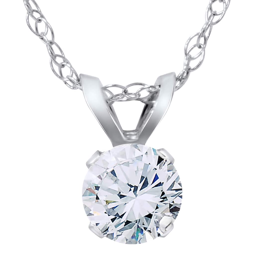 Pompeii3 14k White Gold 1/ 2ct TDW Diamond Round Solitaire Pendant Necklace
