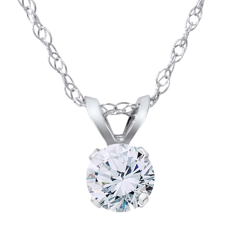 Pompeii3 14k White Gold 1/ 2ct TDW Diamond Round Solitaire Pendant Necklace