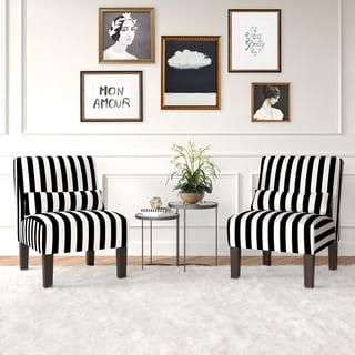 Skyline Furniture Canopy Stripe Black/White Armless Chair - N/A