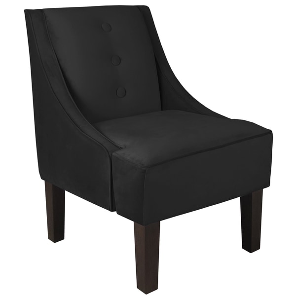 Shop Skyline Furniture Velvet Black Three Button Swoop Arm ...