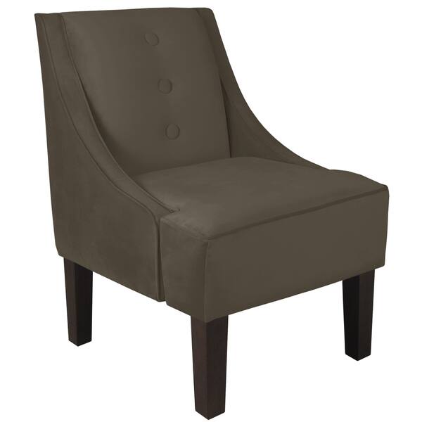 Skyline Furniture Velvet Pewter Three Button Swoop Arm Chair
