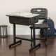 preview thumbnail 1 of 5, Pedestal Frame Adjustable Height Student Desk and Chair - 23.63"W x 17.75"D x 28.25" - 31.50"H Gray