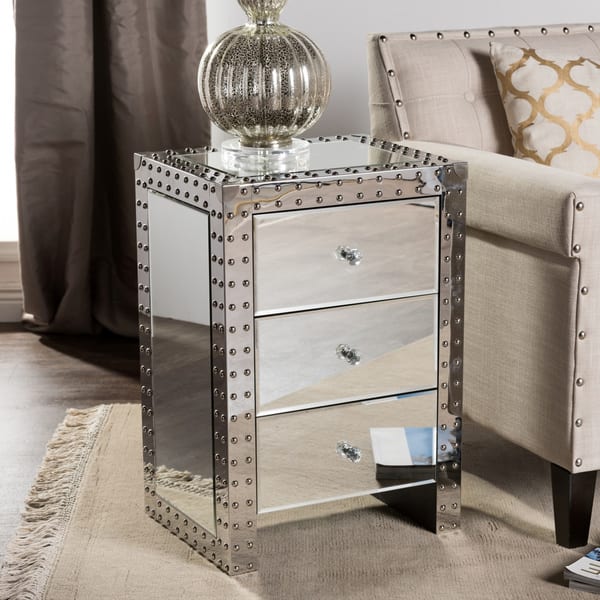 Baxton Studio Azura Modern Hollywood Regency Glamour Style Nightstand Bedside Table Overstock 10678803