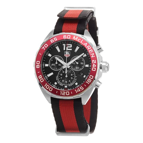 Tag Heuer Men's 'Formula 1' Black Dial Black/Red Fabric Strap Swiss Quartz Watch