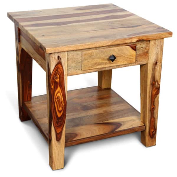 Shop Handmade Taos Sheesham Lamp Table With Drawer 24 X 24 X