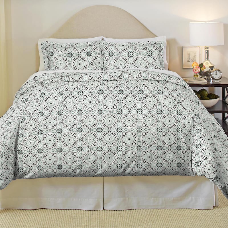 Pointehaven Ankara Heavy Weight Cotton Flannel 3-piece Duvet Set - Queen/Full/Queen - 3 Piece