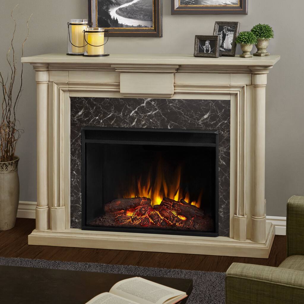 Maxwell Grand Whitewash Electric Fireplace