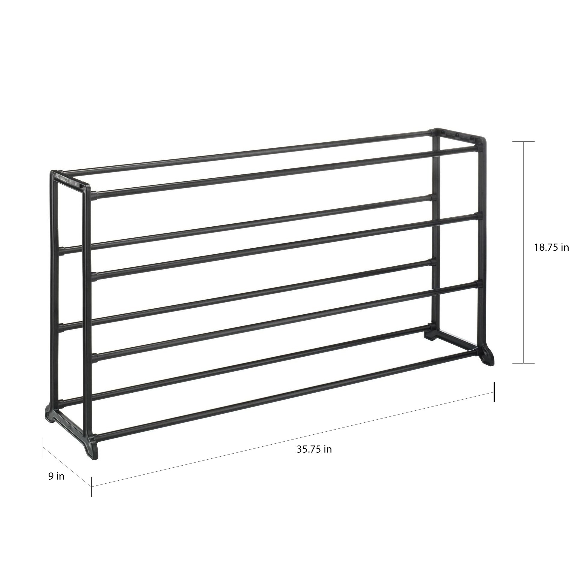 Shop Whitmor 4 Tier 20 Pair Black Finish Portable Shoe Rack Vertical Storage Bench Overstock 10679083