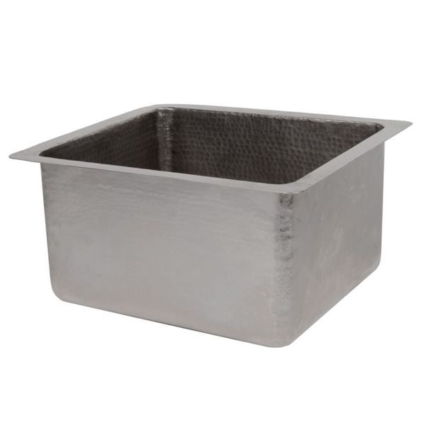 Handmade 16" Gourmet Hammered Copper Electroless Nickel Prep Sink (Mexico)