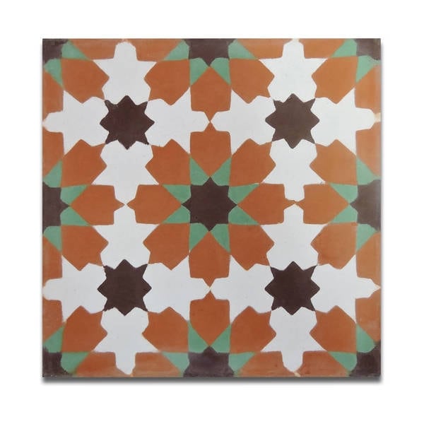 Ahfir in Orange and Green Handmade 8x8-inch Moroccan Tiles (Pack 12)