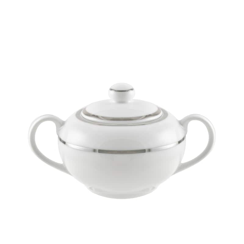 10 Strawberry Street Silver Double Line Covered Sugar