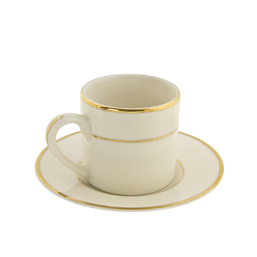 10 Strawberry Street Cream Double Gold Demi Can Cup/ Saucer (Set of 6)