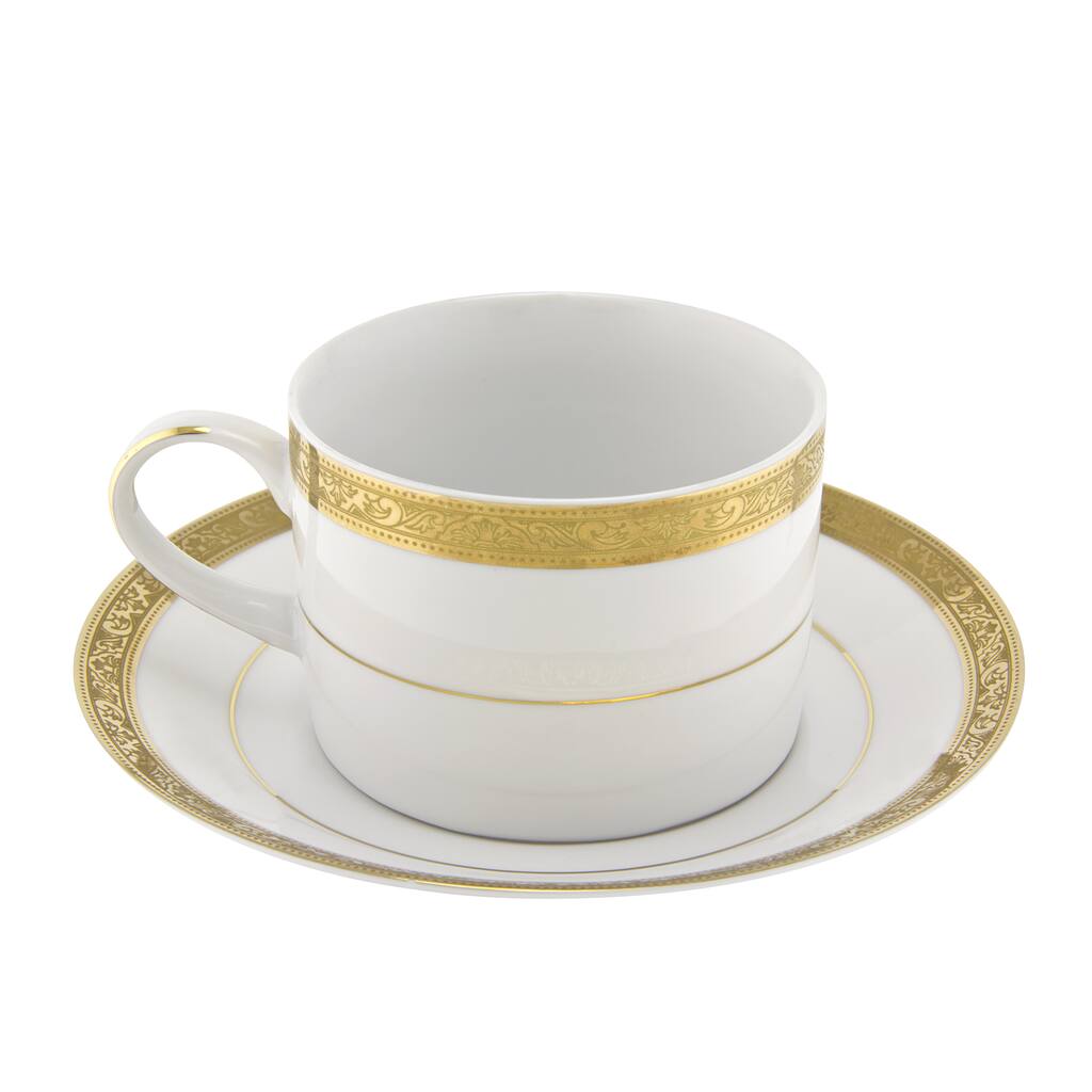 10 Strawberry Street Paradise Gold Can Cup/ Saucer (Set of 6)