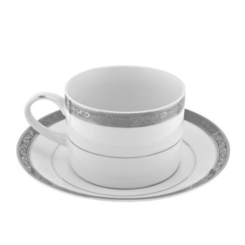10 Strawberry Street Paradise Platinum Can Cup/ Saucer (Set of 6)